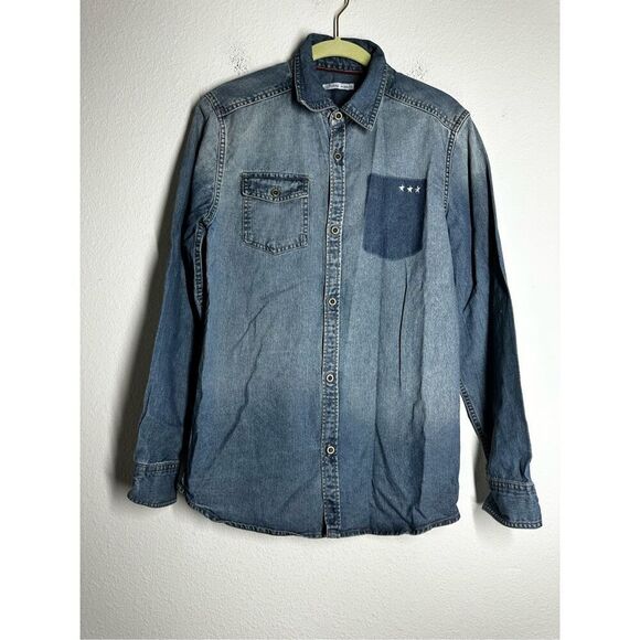 Gemo Blog Boys Denim Shirt Long Sleeve Button Up Size 16Y See Notes - Picture 2 of 14